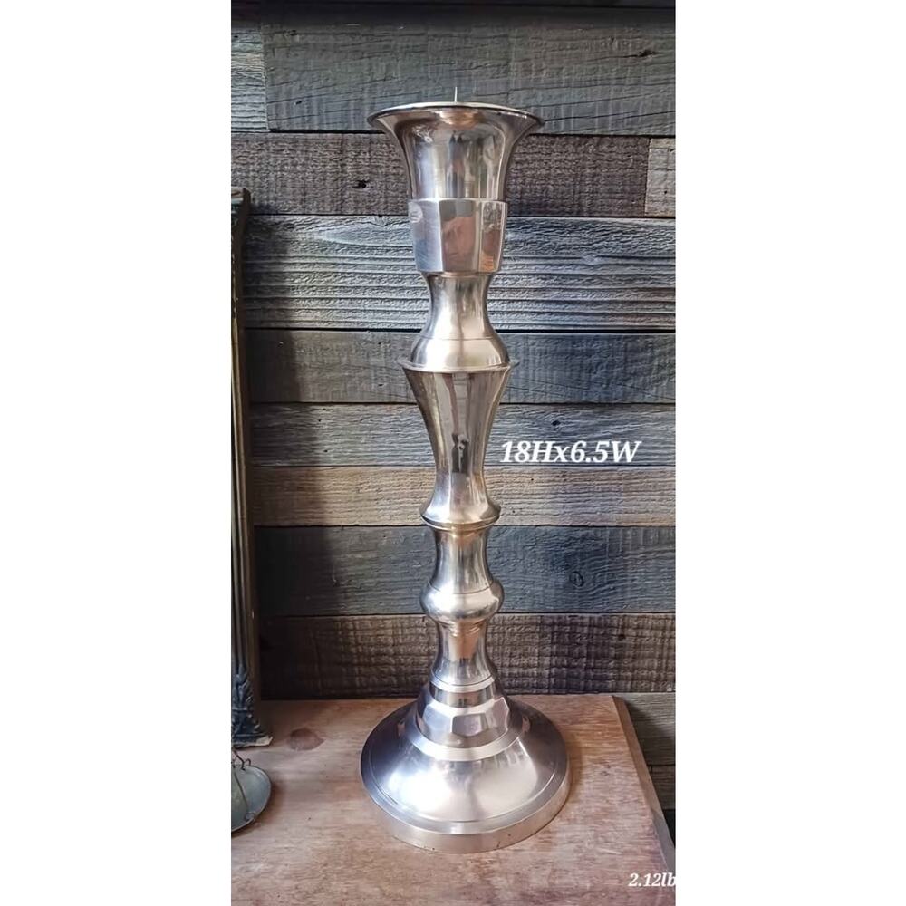 Large vintage solid brass candlestick pillar